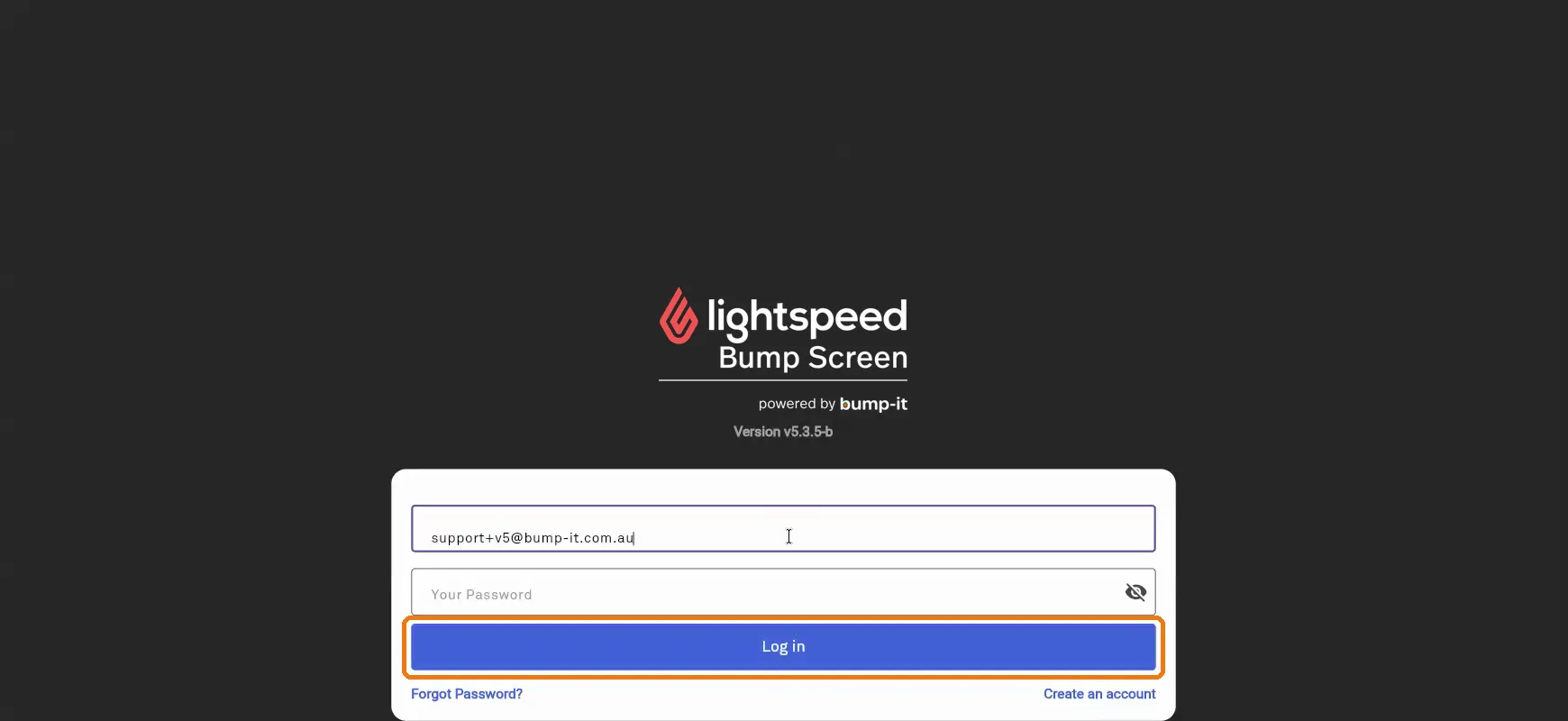 Logging in to Bump-it