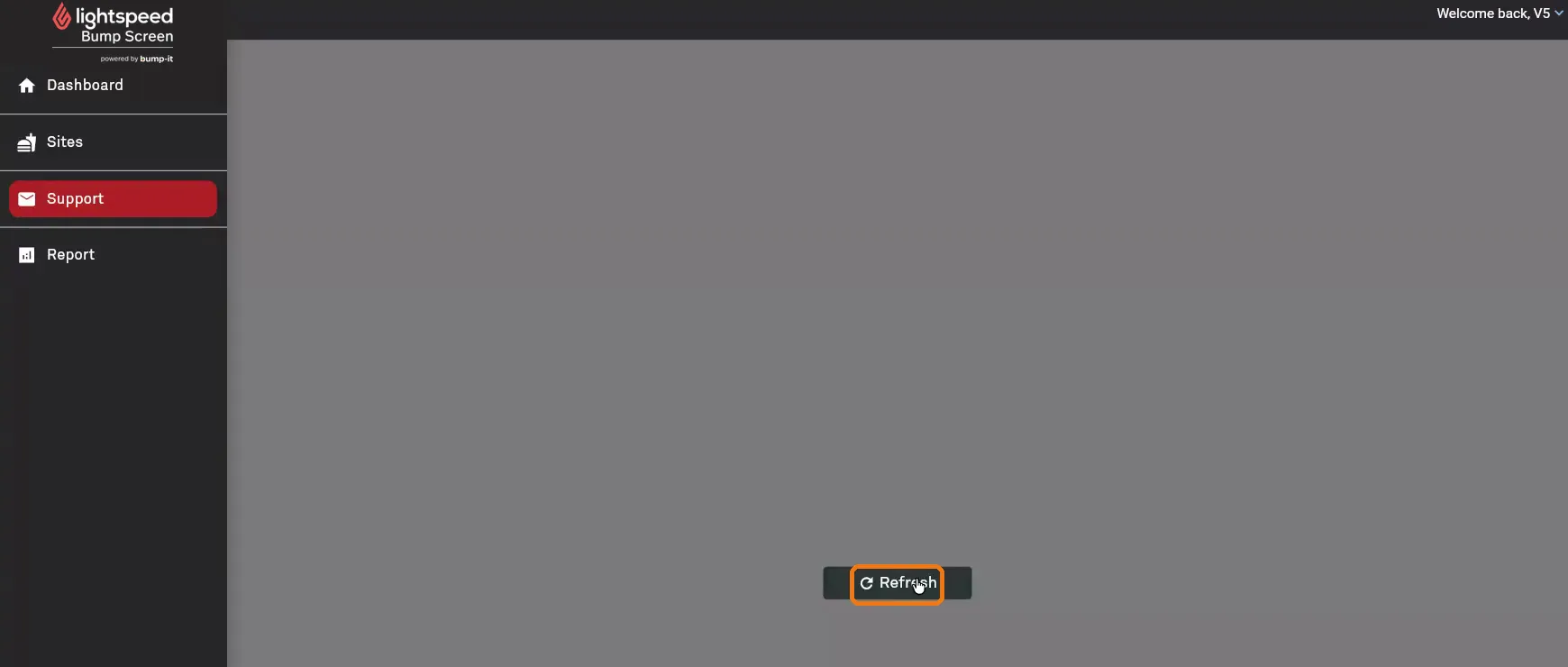 The greyed-out app screen with the Refresh button